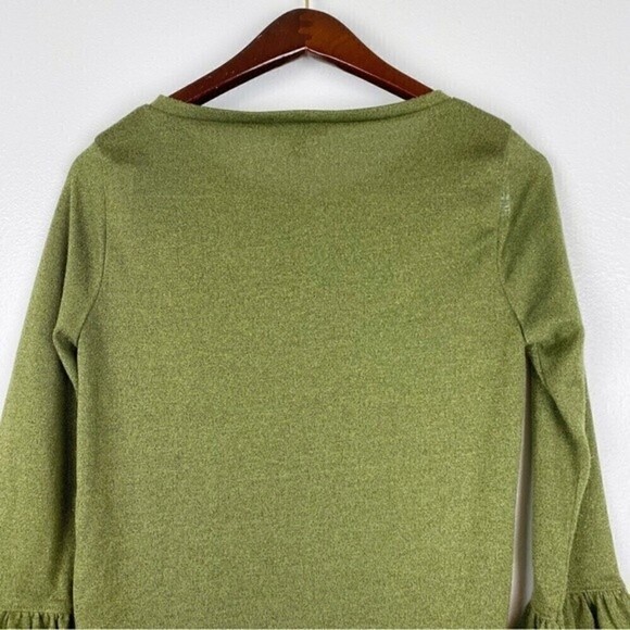 J. Crew Sparkle Metallic Ruffle Bell Sleeves Top Green Size S - Picture 6 of 8